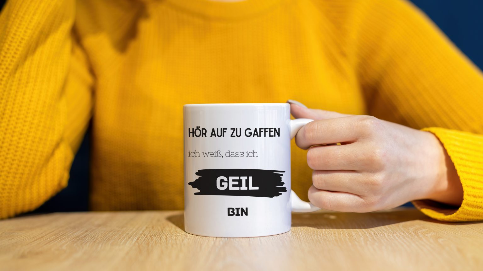 Tasse "Hör auf zu gaffen, ich weiß, dass ich geil bin."